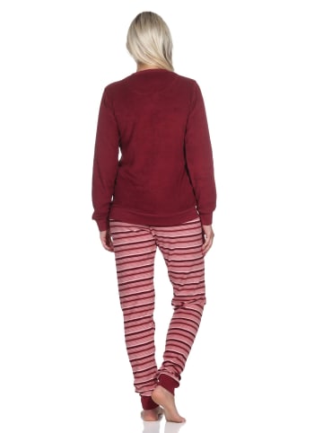NORMANN Frottee Schlafanzug Bündchen - 82648 in rot