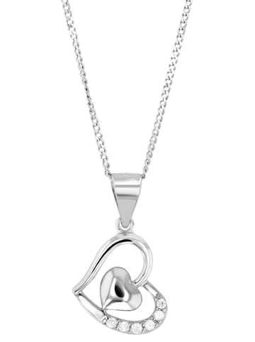 Adeliás Damen Anhänger – Herz Herzanhänger aus 925 Silber mit Zirkonia in silber