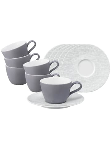 6er Set Kaffeetassen mit Untertassen Life Fashion in Elegant Grey 240 ml