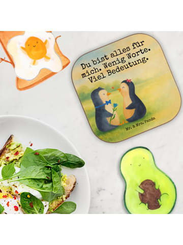 Mr. & Mrs. Panda Tassenuntersetzer Pinguin Pärchen Design mit Sp... in Weiß