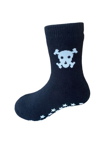 Yalion 3er-Set: Antirutschsocken Vollplüsch Schädel in Schwarz 