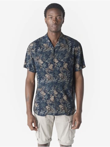 KOROSHI Herren kurzarm-viskosehemd in blau