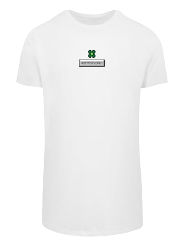 F4NT4STIC Long Cut T-Shirt Silvester Happy New Year Pixel Kleeblatt in weiß