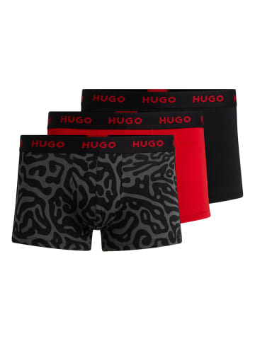 HUGO Boxershort 3er Pack in Schwarz/Rot