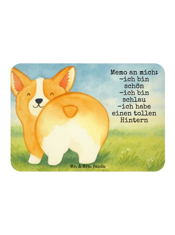 Mr. & Mrs. Panda Kühlschrankmagnet Corgi Po Design mit Spruch in Weiß
