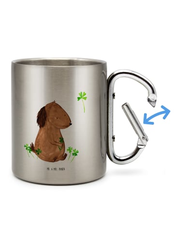 Mr. & Mrs. Panda Becher Hund Kleeblatt ohne Spruch in Silber