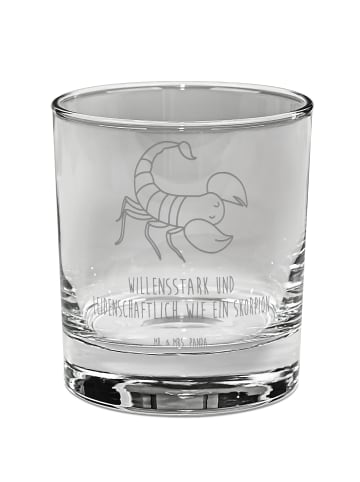 Mr. & Mrs. Panda Glas für Gin Sternzeichen Skorpion mit Spruch in Transparent