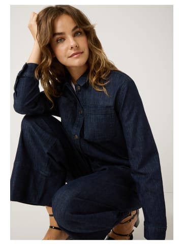 More & More Stretch-Denimhemd, langarm in dark blue denim