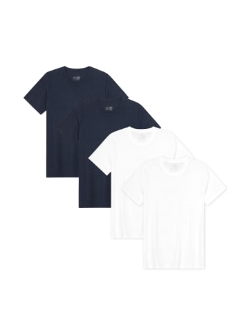 DANISH ENDURANCE T-Shirt Ease Crew in white_dark navy
