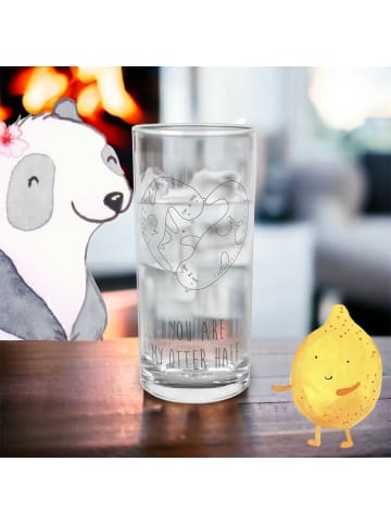 Mr. & Mrs. Panda Wasserglas Otter Herz mit Spruch in Transparent