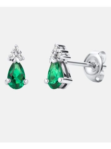 Diamant L'éternel Ohrstecker aus 375 Weißgold mit 0.04 Karat Diamant mit Smaragd