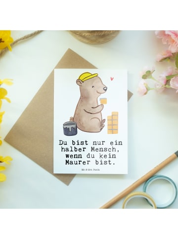 Mr. & Mrs. Panda Beileidskarte Maurer Herz mit Spruch in Weiß