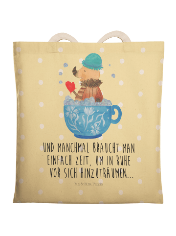 Mr. & Mrs. Panda Stofftragetasche Nachtfalter Schaumbad mit Spruch in Gelb Pastell