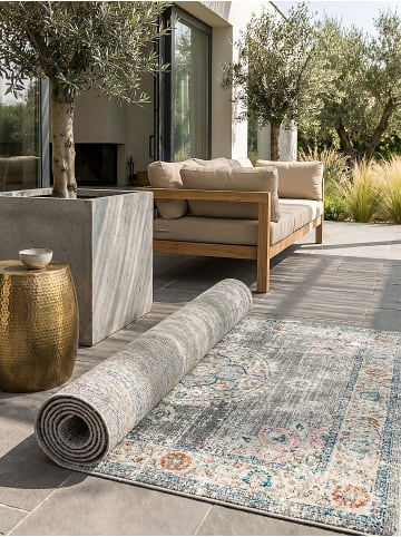 KADIMA DESIGN Outdoor-Teppich Orientalisch pflegeleicht Balkon Terrasse Outdoor Garten in Grau