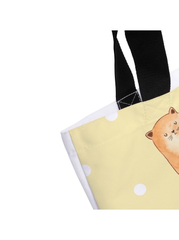 Mr. & Mrs. Panda Strandtasche Katze Wolle mit Spruch in Gelb Pastell