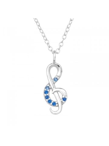 Alexander York Kette mit Anhänger NOTENSCHLÜSSEL Zirkonia in 925 Silber - 2-tlg. in silber