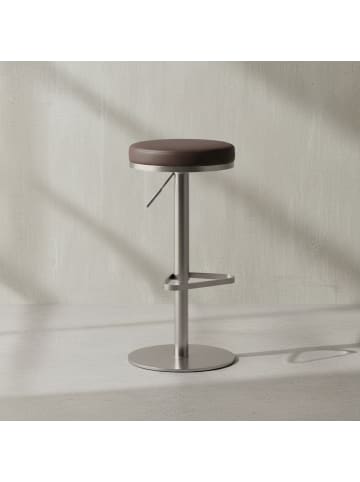KADIMA DESIGN Barhocker WL1.612 Edelstahl höhenverstellbare Sitzhöhe 57 - 82 in Braun