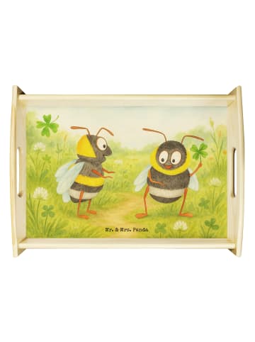 Mr. & Mrs. Panda Servier Tablett Hummeln Kleeblatt Design ohne S... in Weiß