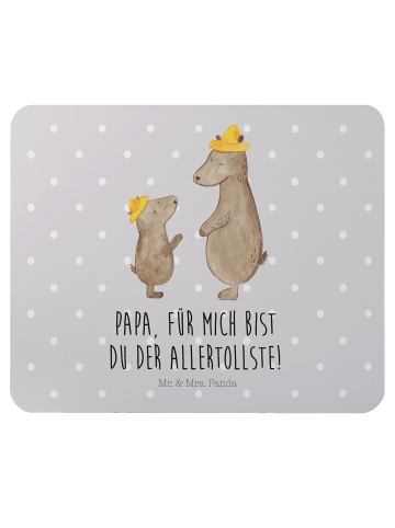 Mr. & Mrs. Panda Mauspad Bären mit Hut mit Spruch in Grau Pastell