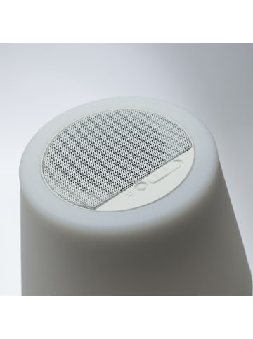 MARELIDA LED Tischlampe mit Bluetooth Lautsprecher aufladbar H: 38cm in braun