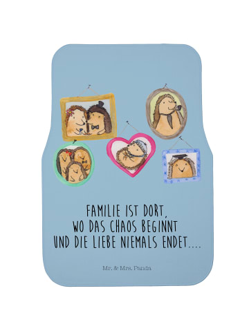 Auto Teppich Igel Familie mit Spruch in Blau Pastell