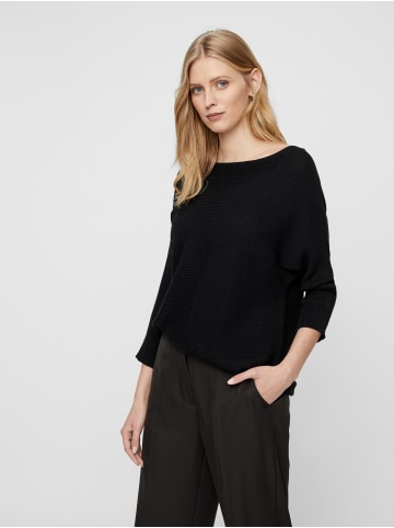 Vero Moda Eleganter 3/4 Arm Rippstrick Pullover VMNORA in Schwarz