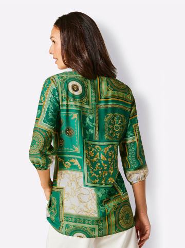 creation L Viskose-Seiden-Tunika in grün-gelb-bedruckt