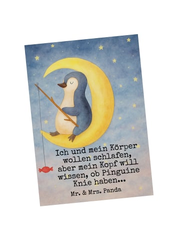 Mr. & Mrs. Panda Postkarte Pinguin Mond Design mit Spruch in Weiß