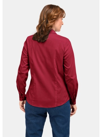 GOLDNER Kurzgröße:  Bluse Langarmbluse mit Elasthananteil in dunkelrot