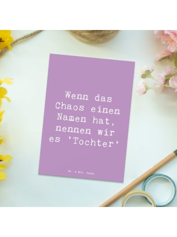 Mr. & Mrs. Panda Postkarte Spruch Chaos Tochter mit Spruch in Lavendeltraum