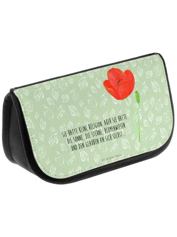 Mr. & Mrs. Panda Kulturbeutel Blume Mohnblume mit Spruch in Blattgrün