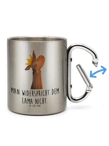 Mr. & Mrs. Panda Thermobecher Lamakopf König mit Spruch in Silber