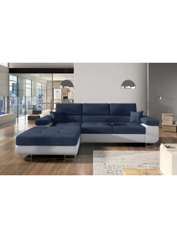 MF Design Amanda Recamiere Links in Marineblau -  (L) 203 x (B) 289 x (H) 85 cm