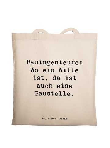 Mr. & Mrs. Panda Tasche Spruch Bauingenieur Wille mit Spruch in Creme