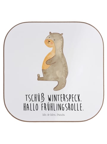 Mr. & Mrs. Panda Untersetzer für Gläser Otter Bauch mit Spruch in Weiß