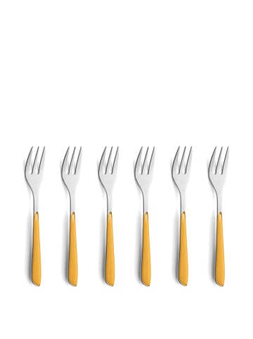 Kuppels 6-tlg. Kuchengabel Set PRISMA in senfgelb
