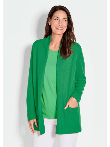 GOLDNER Kurzgröße:  Langarm Cardigan aus Merino in grün