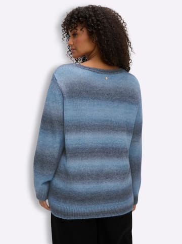 sheego Pullover in tiefblau-eisblau-gemustert