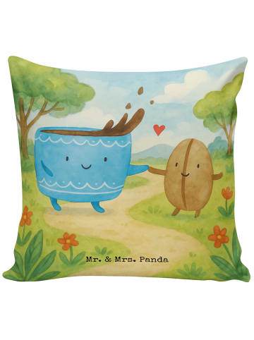 Mr. & Mrs. Panda Kissen 40x40 Kaffee Bohne Design ohne Spruch in Weiß