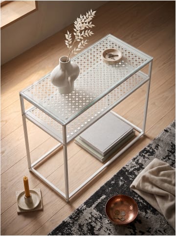 KADIMA DESIGN Konsolentisch rechteckig, transparentes Einscheibensicherheitsglas in Weiß