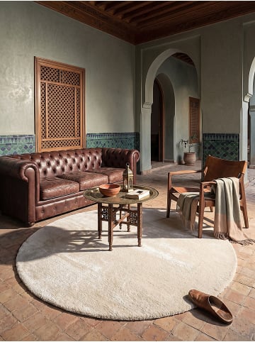 KADIMA DESIGN Rundteppich Uni Antirutsch weich wohnlich Wohnzimmer Schlafzimmer in Beige