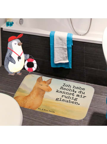 Mr. & Mrs. Panda Badematte Lamakopf Genervt Design mit Spruch in Weiß