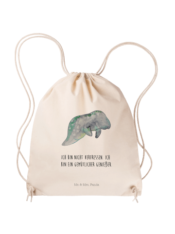 Mr. & Mrs. Panda Baumwolltasche Seekuh Chillen mit Spruch in Creme