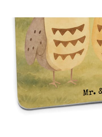 Mr. & Mrs. Panda Bierdeckel Eulen Liebe Design mit Spruch in Weiß