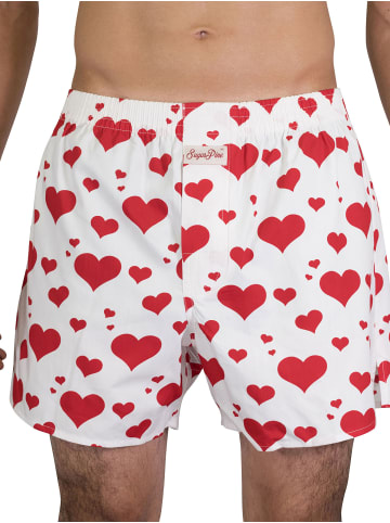 Sugar Pine Boxershorts Herzen in Weiß/Rot