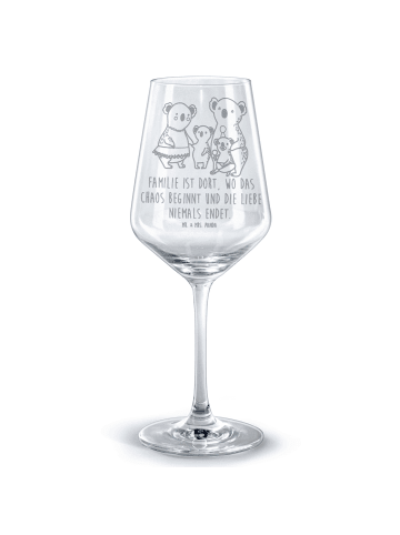 Mr. & Mrs. Panda Rotwein Glas Koala Familie mit Spruch in Transparent