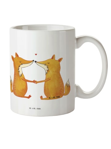 Mr. & Mrs. Panda Camping Tasse Füchse Liebe ohne Spruch in Weiß