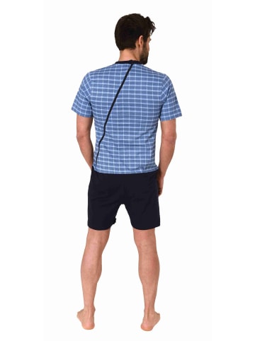 NORMANN Pflegeoverall kurzarm EteileSchlafanzug Reissverschluss - 77804 in blau