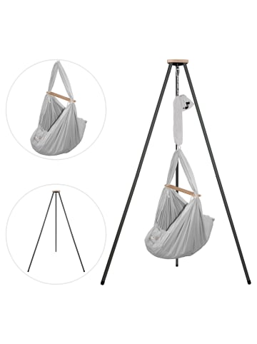 Schmusewolke Federwiege mit Tipi, Schafwolle Matratze, in Bio Grey