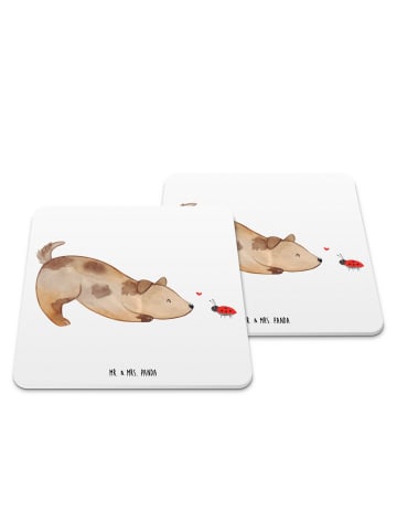 Mr. & Mrs. Panda Tischuntersetzer Hund Marienkäfer ohne Spruch in Weiß